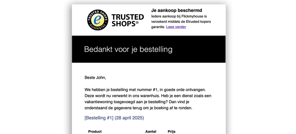 Bestel bevestiging