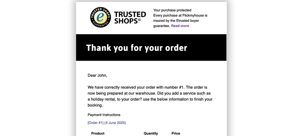 Order confirmation